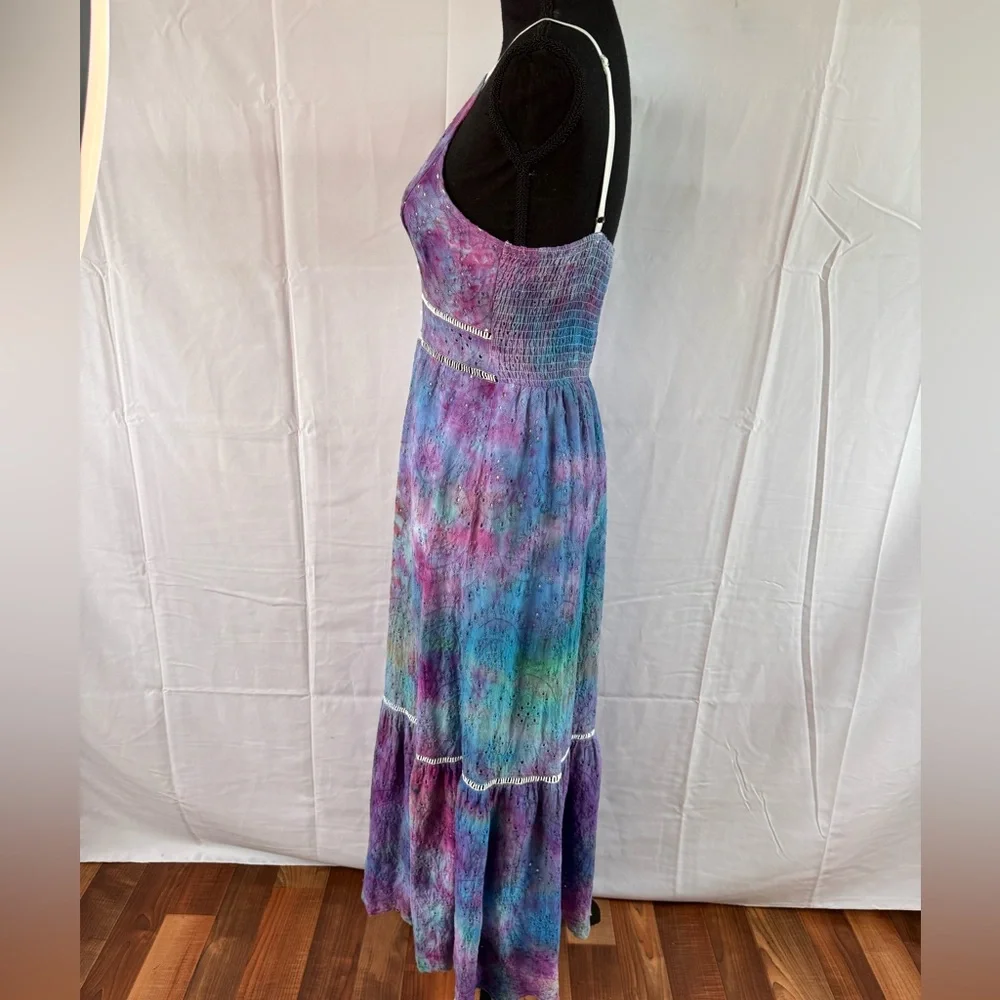 Hand Dyed Tie-Dye Eyelet Maxi Dress - Picture 4 of 12
